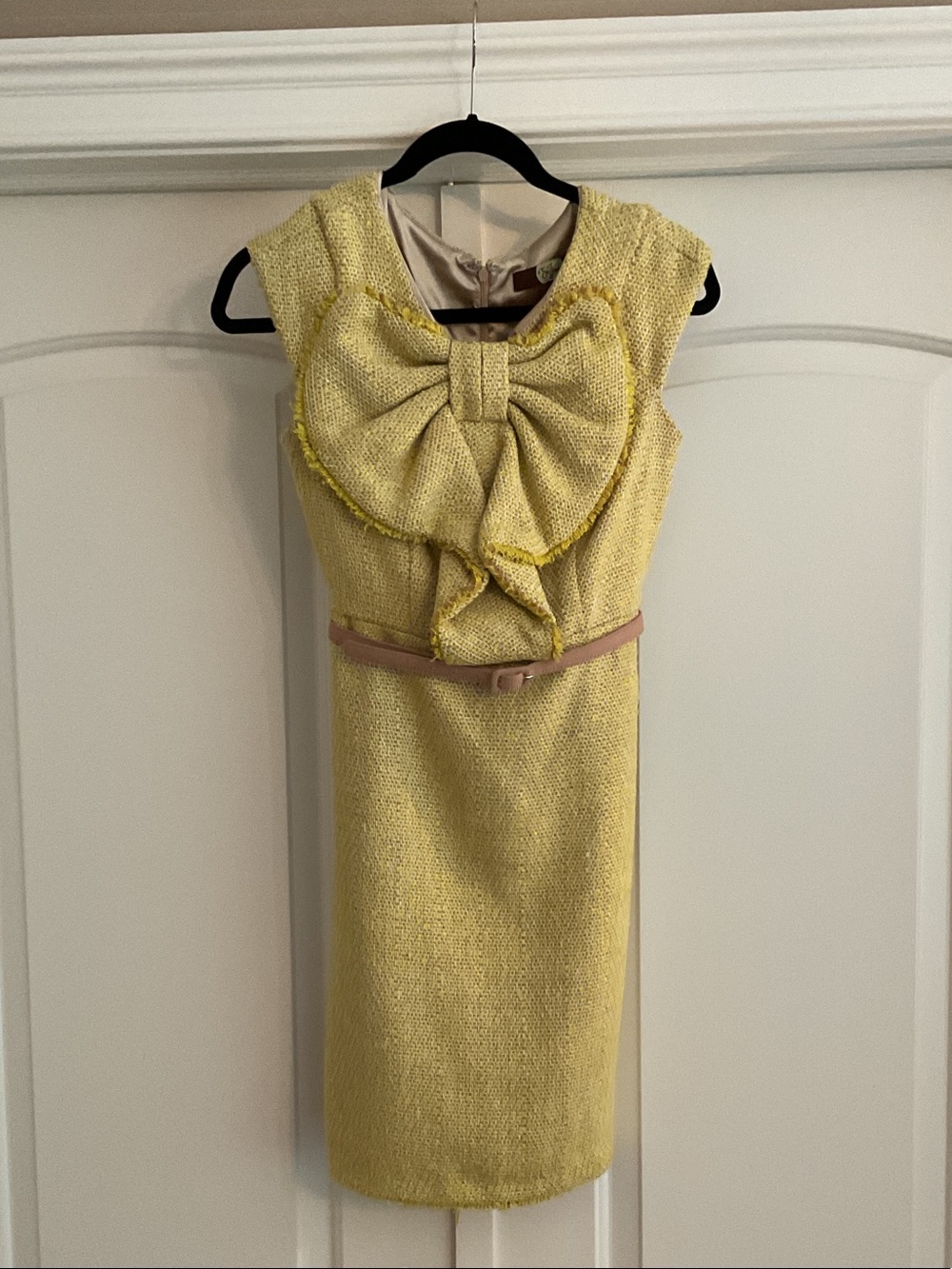 Anthro/Eva Franco Chartreuse Bow-Front Midi Dress - Picture 3 of 10